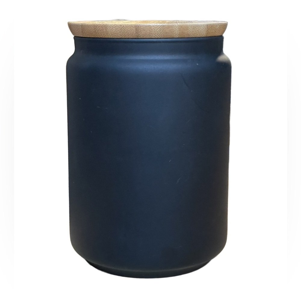 Matte Black Glass Canister with Bamboo Lid